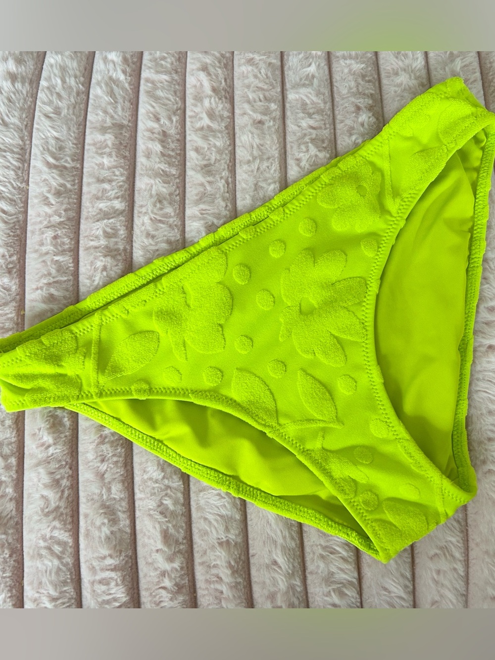 aerie Neon Yellow Textured Terry Cloth  Bikini Bottoms Beach Swim Pool Vacay